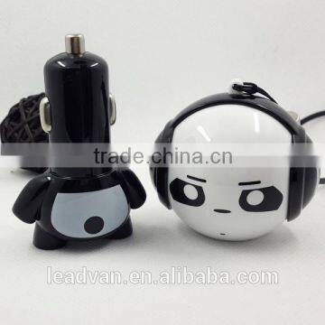 2 in 1 5V 2.1A Hangings Cartoon Monster Design Micro USB Car Charger