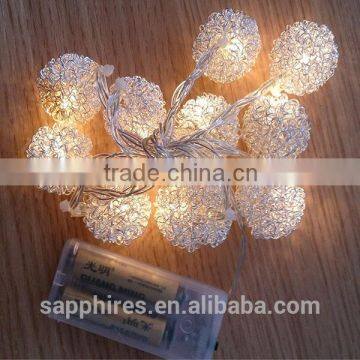 10L warm white led battery metal ball light strings