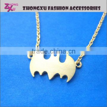 latest custom fashion silver and gold cute batman bat pendant necklace