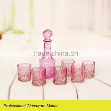 new design 7pcs pink glass wine set