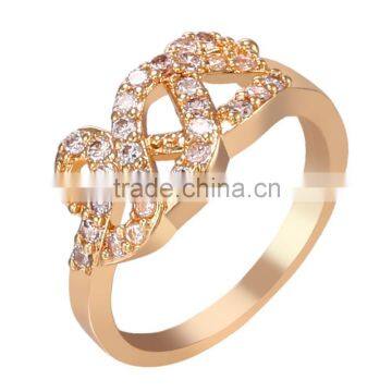 Charming Women Vintage Promise Ring 18K Gold Plated White Zircon Ring for Gift