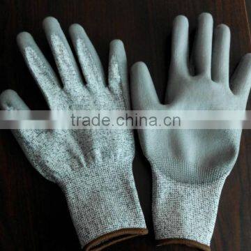 100% HPPE Gloves PU Coated Gloves /Cut Level 5/Cut Resistant Glove photo-3