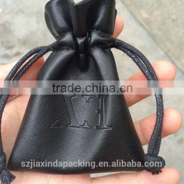 Small Leather Drawstring Pouch