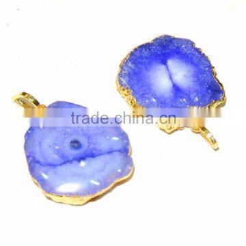 ELECTROPLATED PURPLE SOLAR QUARTZ DRUZY GEMSTONE PENDANT