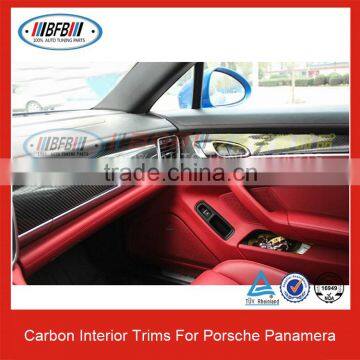 For Porsche Panamera 2015Up Carbon Fiber Interior Trims Car Dashboard 14PCS