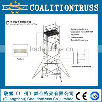 Aluminum folding scaffolding with wheels