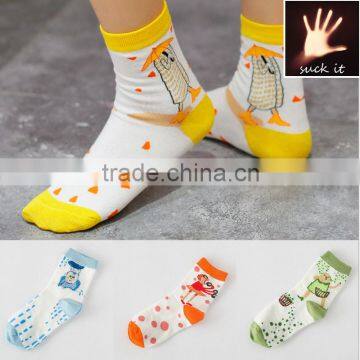 Cute cartoon socks cotton socks cute knitted animal socks yellow cute hot teen girls socks