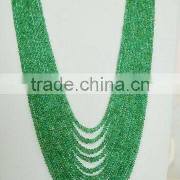 Emerald Smooth Rondell 11 Strands Necklace