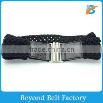 Women's Black Cotton Lace Elastic Stretch Waist Belt