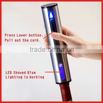 CE/ROHS/FCC high quality stainless steel rechargeable wine bottle opener,atuomotic wine opener with led power indication light