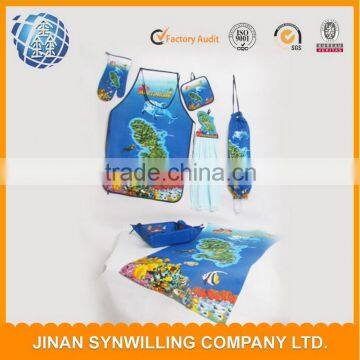Eco-friendly custom printing oven mitt kitchen apron sets apron gift