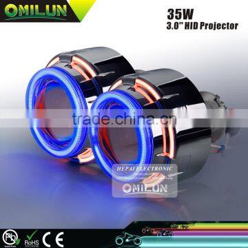 35W 3" inch Motorcycle Projector Lens Light with 2 angel/halo eyes rings