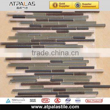 glass mix steel metal strip backsplash mosaic for bath and kitchen