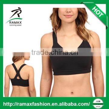 Ramax Custom Women Black Stylish Cross Back Sports Yoga Bra