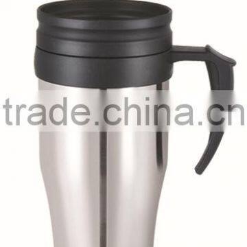 450ml double wall stainless auto mug inner plastic