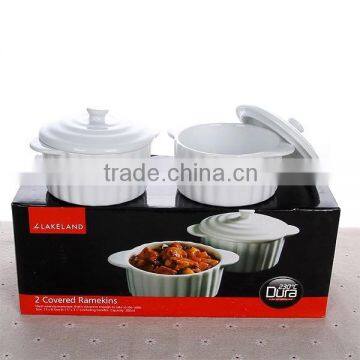 White porcelain thermal ramekin dish with lid thermal 230