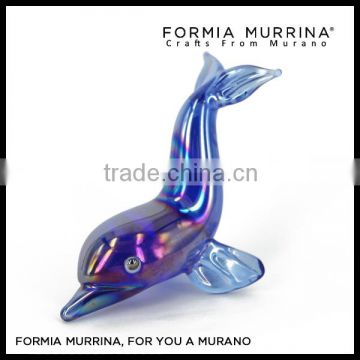 Wholesale Handcrafted Giftware Customized Blue Glass Dolphin Figruines