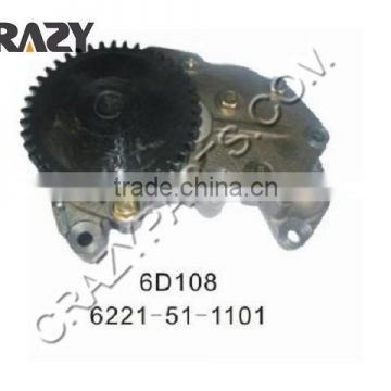 diesel engine 6D108 oil pump for excavator spare parts 6221-51-1101