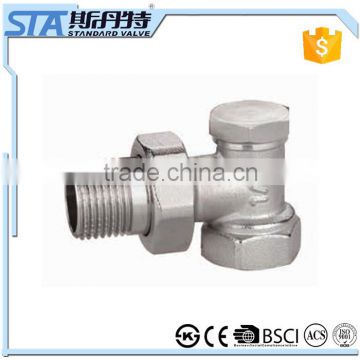 ART.5047 Competitive Price Copper China Supplier Forged Nickel Plated Brass Male Threaded Angle Radiator Valve With Brass Handle