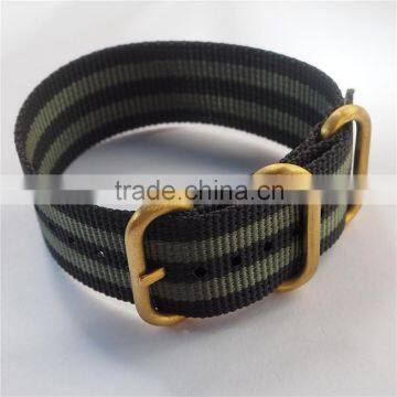 Black Gray Stripe Color PVD Gold 24mm Zulu Watch Strap photo-2