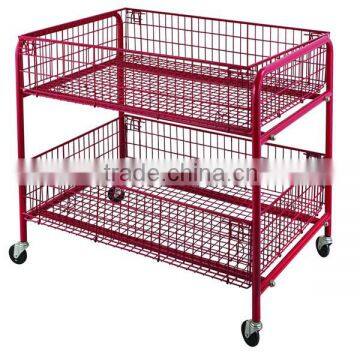 High Quality & Ajustable display rack plastic sprayed cart for medical/ shopping / supermarket HSX142