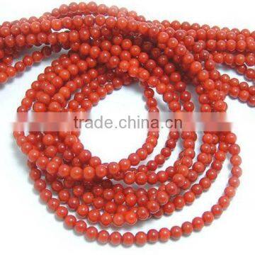 4mm natural oil dyed red coral beads for wholesale