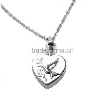 SRP8235 Trend Pet Keepsake Memorials Necklace Dove on Heart Pigeon Stainless Steel Cremation Jewelry Pendant photo-3