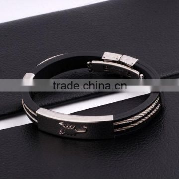 New Silicon Slap Bracelet Stainless Steel(HB10015)