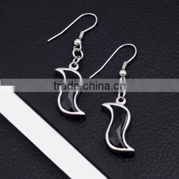 New Arrival Stainless Steel Black Stone Discount Earring Jewelry