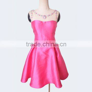 OEM Exquisite pink beaded woven one piece girls party dresses