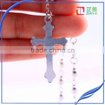 Round Silver Bead Catholic Rosary photo-6