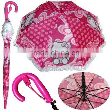 19" flower brim cartoon design kid umbrella with whistle