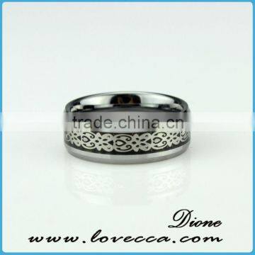 Guangzhou factory custom silver men carbon fiber ring top quality folish stainless steel band thumb ring