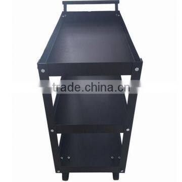 Black Rolling Metal 3 Tray Utility Tool Service Push Cart Shelf Storage Wheeled photo-2