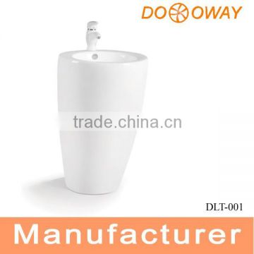 Bathroom free standing one piece ceramic basin DLT-001