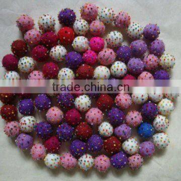 handmade felt balls with pearl beads