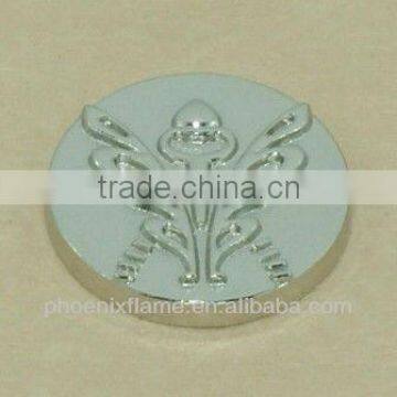 brass button with flower smile face