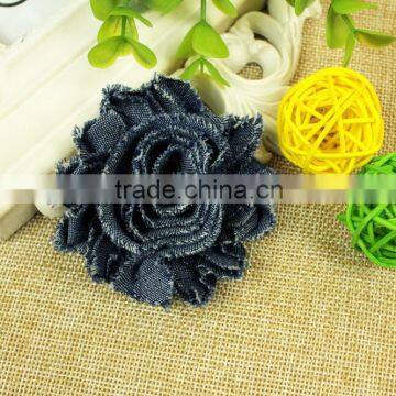 2.5" flower trim Denim cotton chiffon fabric children hair accessories