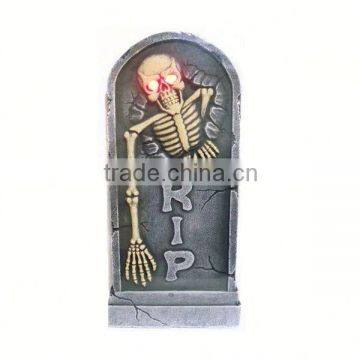 el halloween light tombstone with cat timer decor