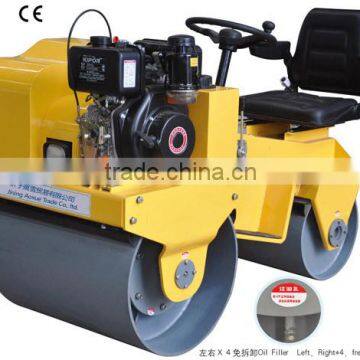 ride-on double drum hydraulic vibratory road roller, mini road roller