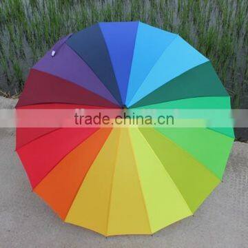 yiwu Straight and super strong rainbow umbrella with nylon material umbrella for adult,rainbow colorful umbrella