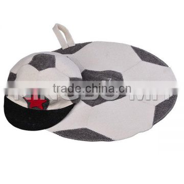 Soccer ball. Sauna set Hat and Mat