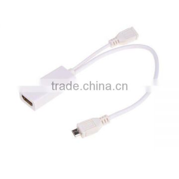 White HDMI to Micro USB w/ USB Micphone Socket Adapter for HTC EVO 3D