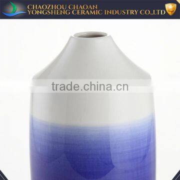 Tall Blue Glazed and Hand-painted Ceramic Flower Vase photo-2