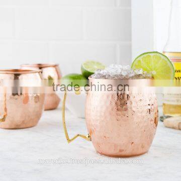 SOI COPPER MOSCOW MULE MUG 16oz HAMMERED TEXTURE Made of Solid Copper Brass Handle photo-4