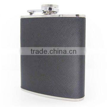 Hip Flask Leather Wrapped Flagon With High Quality Stainless Steel