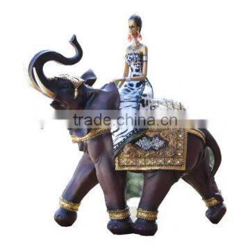 New Polyrsesin Resin Fabric African Lady on Elephant Gifts photo-3