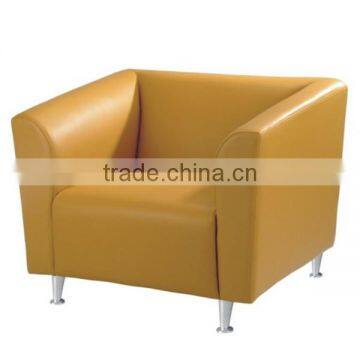 Chrome legs leather sofa brown