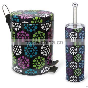 Stainless Steel Pedal Dust Bin & Toilet Brush Holder