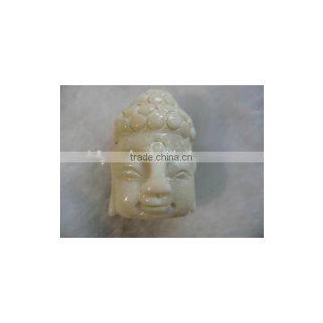 wholesale 30-40mm white laughing buddha head carved natural coral pendant